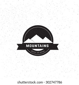 Mountain design element in vintage style. Label, logo, badge and other design. Retro vector illustration.