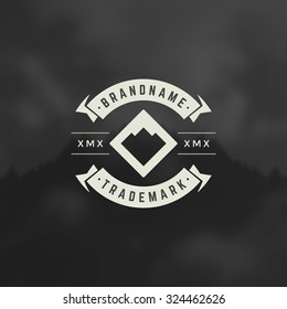 Mountain design element in vintage style for logo or badge and other design. Rock retro vector illustration.