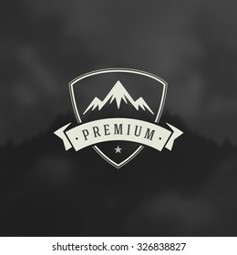 Mountain Design Element in Vintage Style for Logotype, Label, Badge and other design. Adventure retro vector illustration.