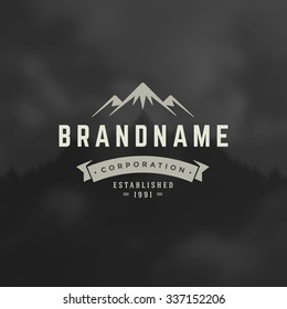 Mountain Design Element in Vintage Style for Logotype, Label, Badge and other design. Adventure retro vector illustration.