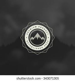 Mountain Design Element in Vintage Style for Logotype, Label, Badge and other design. Adventure retro vector illustration.