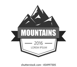 Mountain Design Element in Vintage Style for Logotype, Label, Badge and other design. Adventure retro vector illustration.