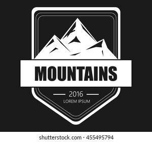 Mountain Design Element in Vintage Style for Logotype, Label, Badge and other design. Adventure retro vector illustration.