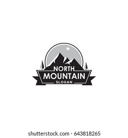 Mountain design element in vintage style. Label, logo, badge and other design. Retro vector illustration.
