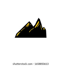 Mountain design icon, black gold unique eps