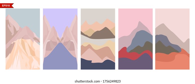 Montaña Design Set Entorno natural de fondo con vector