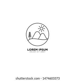 Mountain Design Vector line design landscape symbol