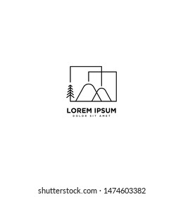 Mountain Design Vector line design landscape symbol