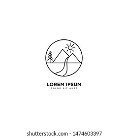 Mountain Design Vector line design landscape symbol