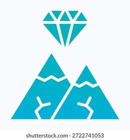 Mountain Diamond Mining Gem Ícone De Tesouro Oculto, Ícone De Estilo Gradiente Sólido.