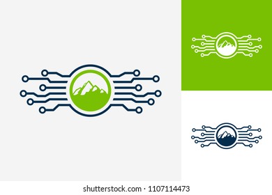 Mountain Digital Logo Template Design Vector, Emblem, Design Concept, Creative Symbol, Icon