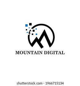 Mountain digital logo vector, icon, element, and template for company