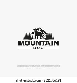 Logo de los perros de montaña, inspiración de diseño creativo del valle, plantilla de diseño vectorial