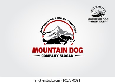 Mountain dog logo. The vector logo template is suitable for business and product names. This logo is used can also be used for pet business or pet training center.