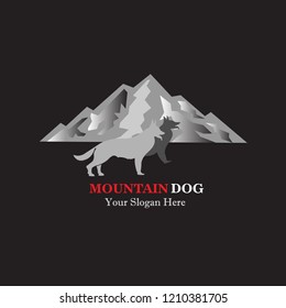 Mountain dog logo. The vector logo template is suitable for business and product names. This logo can also be used for pet business or pet training center.