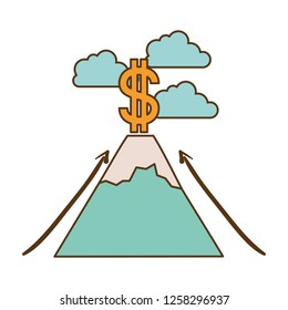 mountain with dollar symbol isolated icon