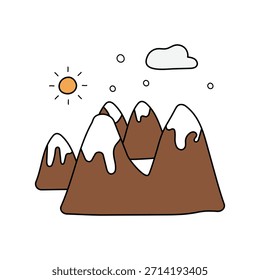 Mountain doodle icon with white background vector stock illustration