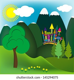 Mountain doodle landscape