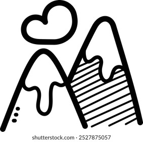 Icono de Vector de doodle de montaña e ilustración