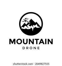 símbolo del vector de diseño del logotipo de drones de montaña