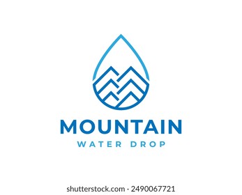 mountain drop logo vector illustration. water mountain logo template