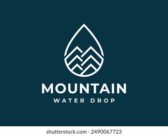 mountain drop logo vector illustration. water mountain logo template
