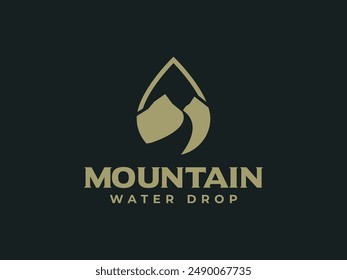 Ilustración vectorial con el logo de mountain drop. Plantilla con el logo de water mountain