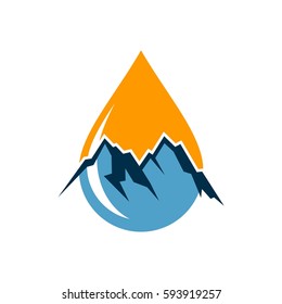 Mountain and drop water logo template illustration design. Vector EPS 10.
