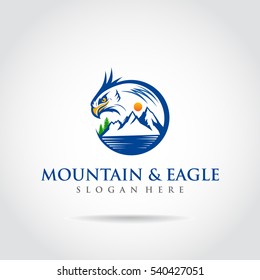 Mountain and Eagle logo template. nature and animals. vector illustrator eps. 10