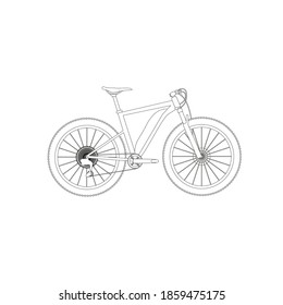 mountain ebike, rigid on white background