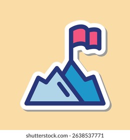 mountain editable cartoon style sticker vector