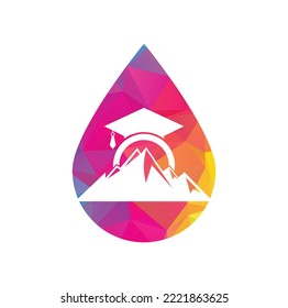 Plantilla de icono de diseño del logotipo de la forma de caída de la educación de montaña. Inspiración en el diseño del logo de la tapa de educación de montaña