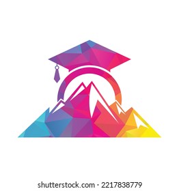 Plantilla de icono de diseño del logotipo de educación de montaña. Inspiración en el diseño del logo de la gorra de educación de montaña.