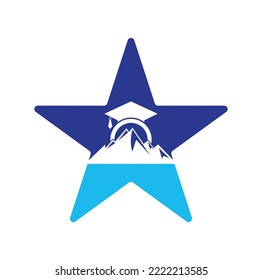 Mountain education star shape concept logo design icon template. Mountain education cap logo design inspiration