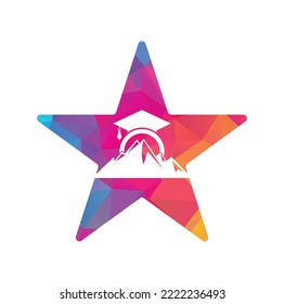 Plantilla de icono de diseño del logotipo de la estrella de la educación de montaña. Inspiración en el diseño del logo de la tapa de educación de montaña