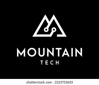 Mountain Electronic Peak Circuit Technology Digital Chip Network System Smart Vector Logo Design