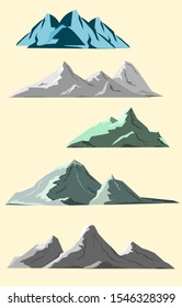 Mountain  element outdoor icon snow ice tops, abstract high mountain icon set, mountain and hills symbols