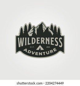 mountain emblem logo design, adventure camp vector illustration design