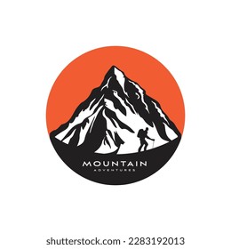 diseño del logotipo del emblema de montaña fondo blanco aislado. ilustración vectorial