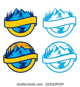 mountain emblem logo design vector template
