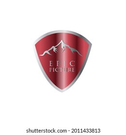 Mountain emblem logo. Silver. Simple and elegant