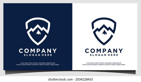 mountain emblem shield logo Vector