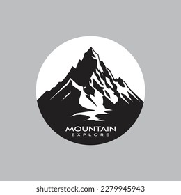 mountain emblem silhouette logo isolated white background