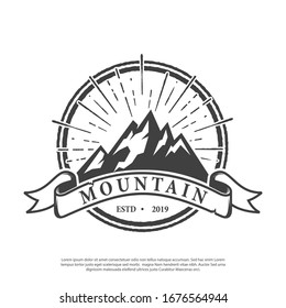 mountain emblem vector logo hipster style