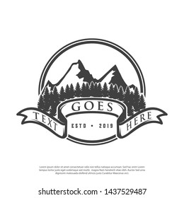 mountain emblem vector logo, retro vintage hipster style