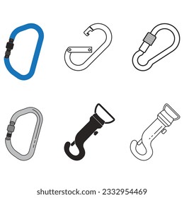 Equipo de montaña Icono Carabiner Icono Icono Icono Ilustración de Ilustración del Icono de Carabiner Diseño de Símbolo