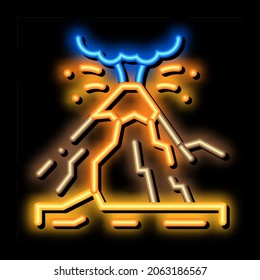 vector de señal de luz de neón de erupción de montaña. Signo de erupción de icono brillante. ilustración de símbolo transparente