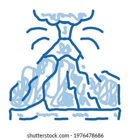 mountain eruption sketch icon vector. Hand drawn blue doodle line art mountain eruption sign. isolated symbol illustration