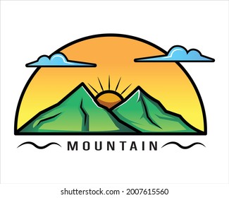 mountain with evening clouds illustration