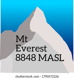 Diseño vectorial de la ilustración Mountain Everest, cielo azul y montaña. 